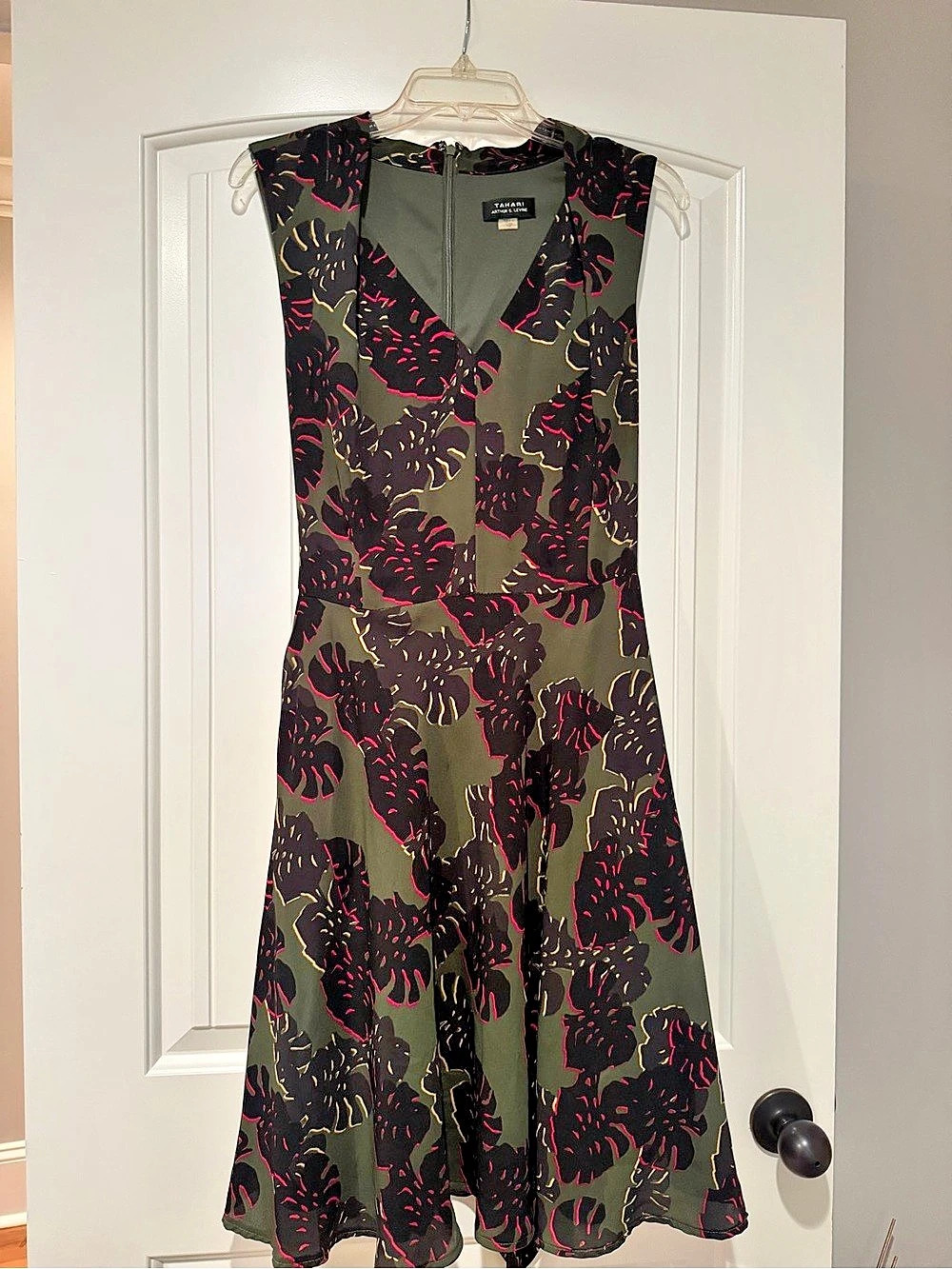 Floral Midi Dress in Black & Green